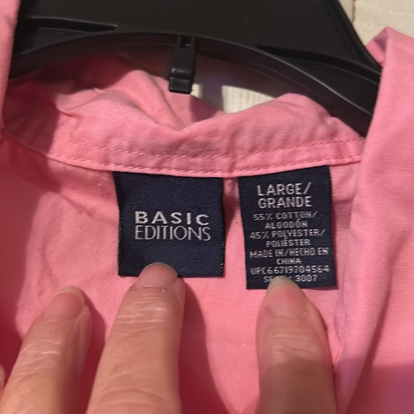 Basic Editions Large Pink Sleeveless Button Down Shirt - Picture 2 of 4